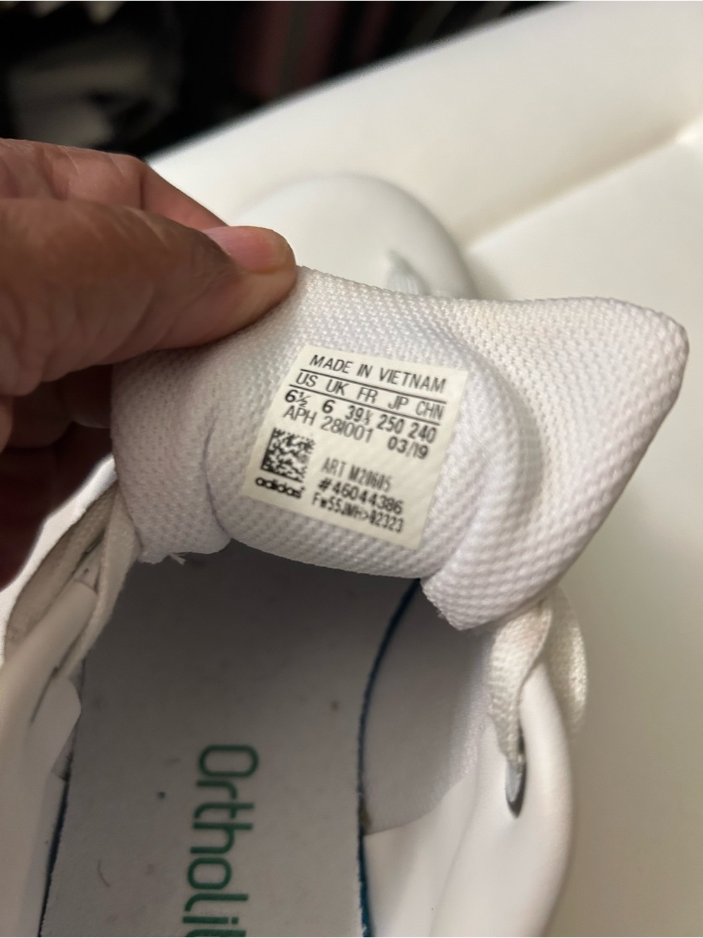 adidas White Leather Sneakers, Stan Smith Green Tongue Logo - Picture 9 of 9